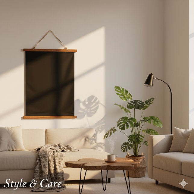 Tapiz Con Marco De Madera Negro Sólido 26"x36" Vertical (Solid Black 26x36 Vertical Hanging Tapestry)