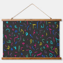 Tapiz Con Marco De Madera Neon Bright Marks on Black