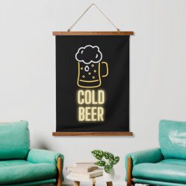 Tapiz Con Marco De Madera Neon Cold Beer Mug