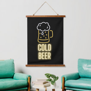 Tapiz Con Marco De Madera Neon Cold Beer Mug