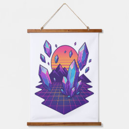 Tapiz Con Marco De Madera Neon Crystalscape - Vibes Vapor Gem de 80
