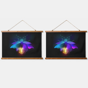Tapiz Con Marco De Madera Neon Firefly en negro