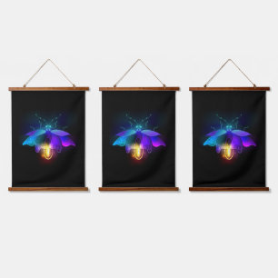Tapiz Con Marco De Madera Neon Firefly en negro
