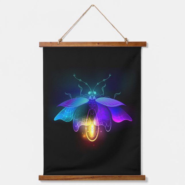 Tapiz Con Marco De Madera Neon Firefly en negro (Anverso)