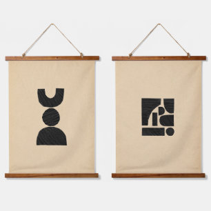 Tapiz Con Marco De Madera Neutral geometric shapes