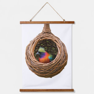 Tapiz Con Marco De Madera Nido de Weaverbird