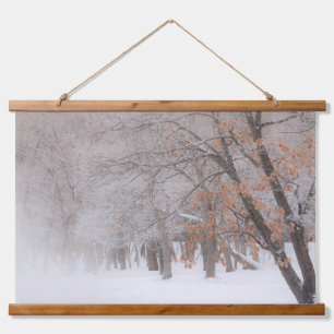 Tapiz Con Marco De Madera Nieve de invierno Lago Kussharo