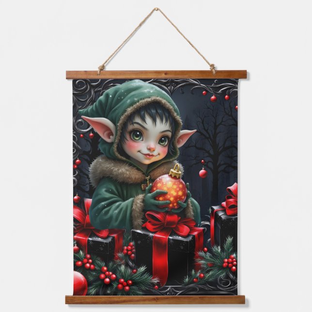 Tapiz Con Marco De Madera Niño mayor de edad con abrigo verde (Anverso)