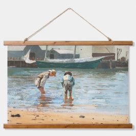 Tapiz Con Marco De Madera Niños Vintage Vadeando Por Winslow Homer (1873)