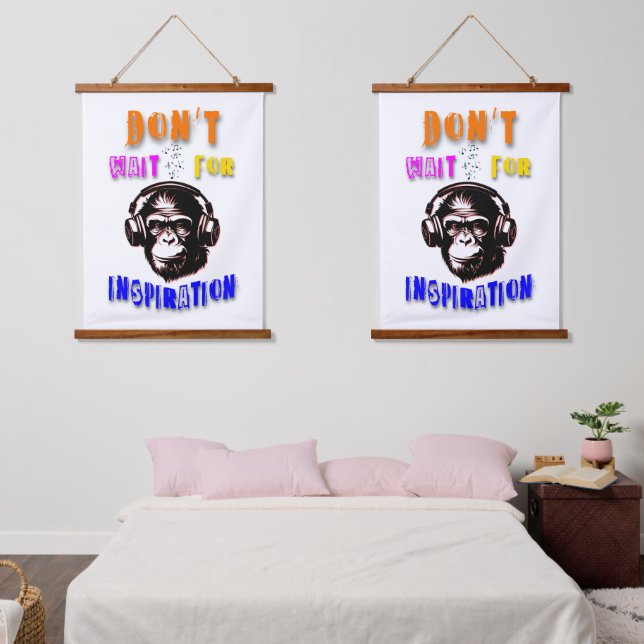 Tapiz Con Marco De Madera No Esperes Inspiración (Dormitorio)