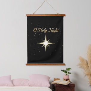 Tapiz Con Marco De Madera Noche de Paz   Estrella elegante de Belén Religios