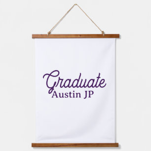 Tapiz Con Marco De Madera nombre de graduación morado simple minimalista ele