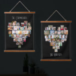 Tapiz Con Marco De Madera Nombre de la familia Forma de corazón Collage de f<br><div class="desc">Pantalla de fotos de personalizados en una gran pared colgada, más personalizada con los nombres de sus familias. La plantilla de fotos muestra las imágenes en un collage de fotos en forma de corazón que contiene 29 imágenes cada una. Sus fotos se muestran en una combinación de formatos cuadrados, paisajísticos...</div>