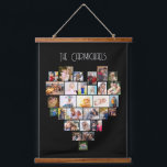 Tapiz Con Marco De Madera Nombre de la familia Forma de corazón Collage de f<br><div class="desc">Pantalla de fotos personalizado en una gran pared colgada, personalizada con el nombre de su familia. La plantilla de fotos muestra las imágenes en un collage de fotos en forma de corazón que contiene 29 imágenes. Sus fotos se muestran en una combinación de formatos cuadrados, paisajísticos y retratos y, si...</div>
