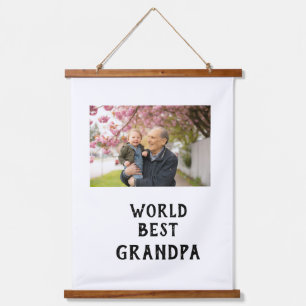 Tapiz Con Marco De Madera nombre de la foto del mejor abuelo del mundo día d