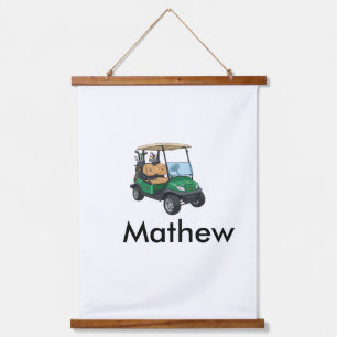 Tapiz Con Marco De Madera nombre del hombre del coche de golf verde regalos