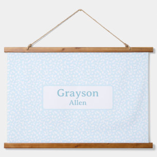 Tapiz Con Marco De Madera Nombre personalizado azul claro decorador de niñer