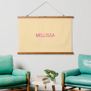 Tapiz Con Marco De Madera Nombre personalizado minimalista crema