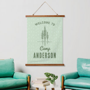 Tapiz Con Marco De Madera Nombre personalizado vintage Camp Tree Familia