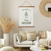 Nombre personalizado vintage Camp Tree Familia