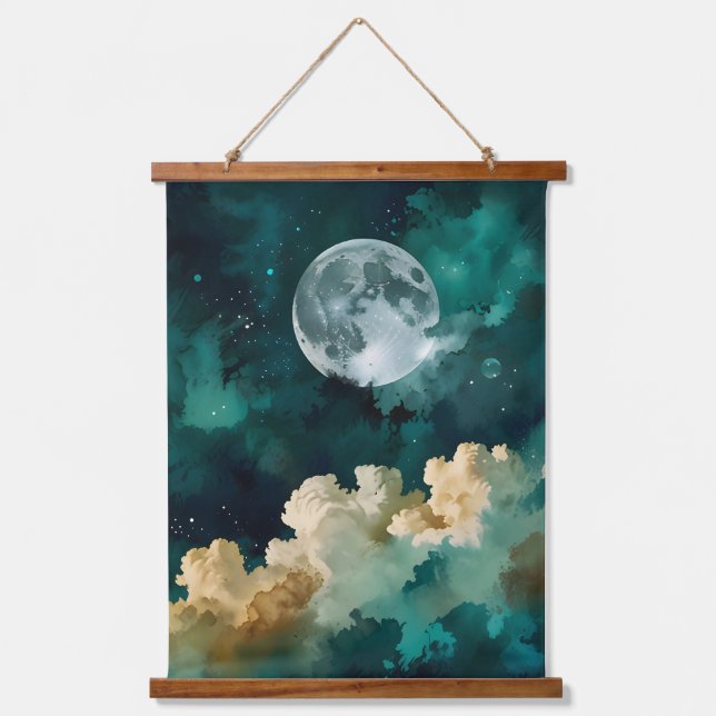 Tapiz Con Marco De Madera Nubes bajo la luna (Anverso)