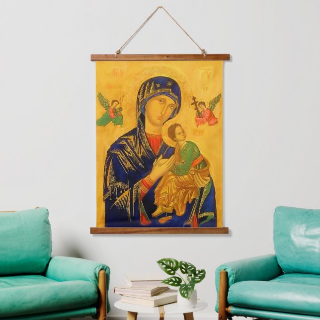 Tapiz Con Marco De Madera Nuestra madre de la ayuda perpetua (Sala de estar)