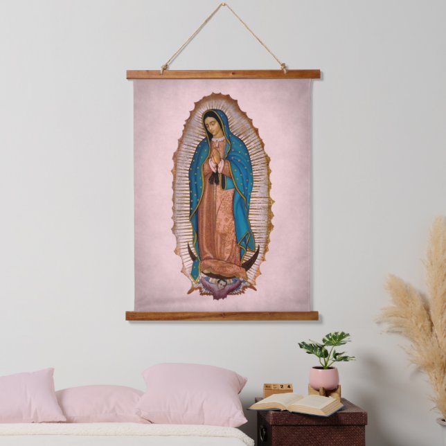Tapiz Con Marco De Madera Nuestra Señora de Guadalupe 1531 (Dormitorio)