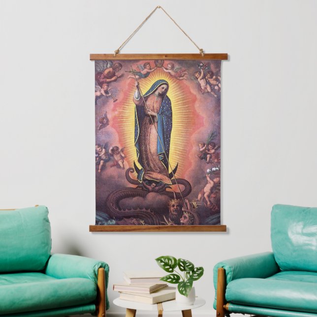 Tapiz Con Marco De Madera Nuestra Señora de Guadalupe Rev12 (Sala de estar)