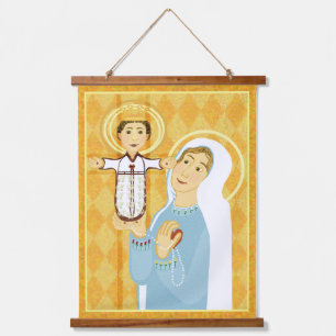 Tapiz Con Marco De Madera Nuestra Señora del Rosario