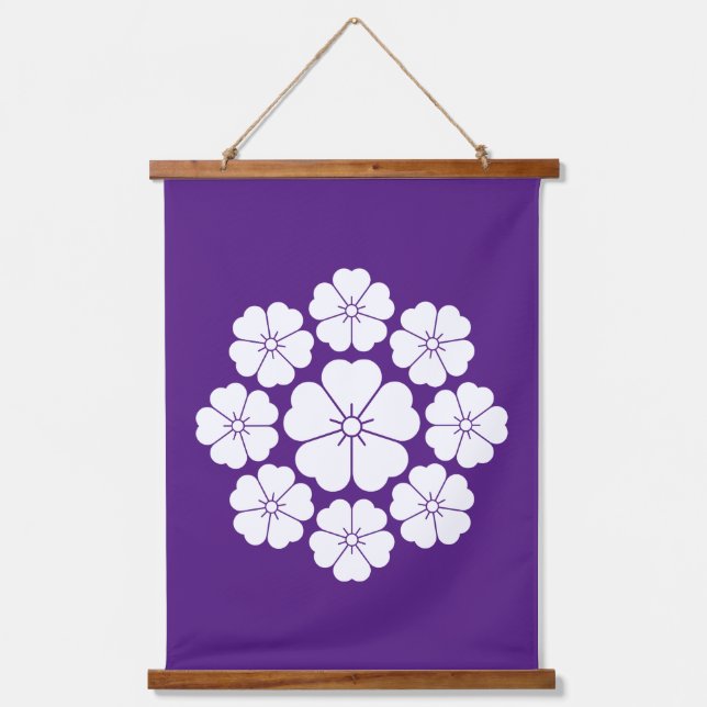 Tapiz Con Marco De Madera Nueve flores de cerezo al estilo estrella (Anverso)