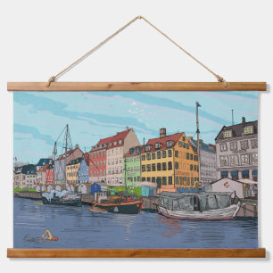 Tapiz Con Marco De Madera Nyhavn Copenhagen Dinamarca Esfuerzo capítico