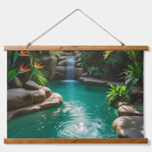 Tapiz Con Marco De Madera oasis tropical