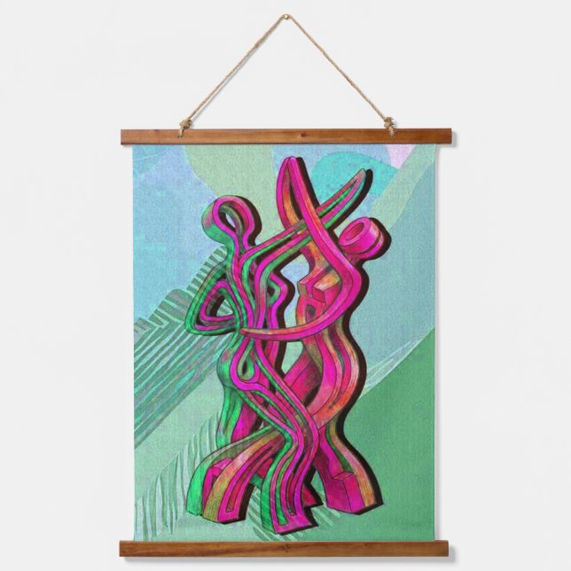 Tapiz Con Marco De Madera obra de arte abstracta (Anverso)