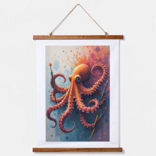 Tapiz Con Marco De Madera Octopus de creatividad