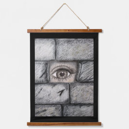 Tapiz Con Marco De Madera "Ojo detrás de la pared"