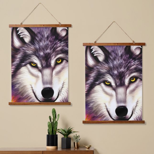Tapiz Con Marco De Madera Ojos del lobo (Asimétrico)