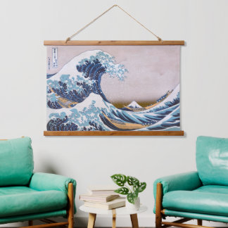 Tapiz Con Marco De Madera Ola de tsunami Gran ola frente a Kanagawa Japón po