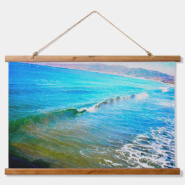 Tapiz Con Marco De Madera Olas acuarela