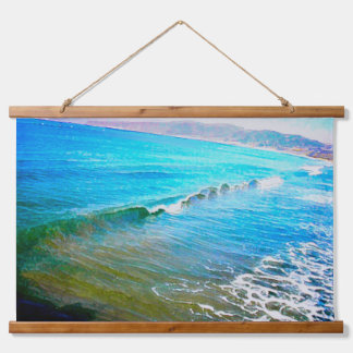 Tapiz Con Marco De Madera Olas acuarela