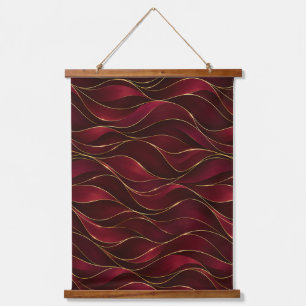 Tapiz Con Marco De Madera Olas de mármol rojo burgundy elegantes con acento 