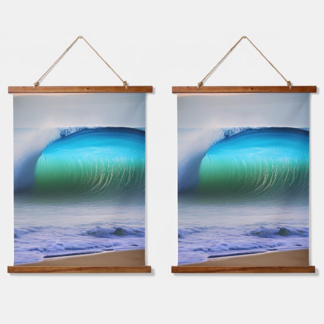 Tapiz Con Marco De Madera Olas marinas en el océano (Doble)