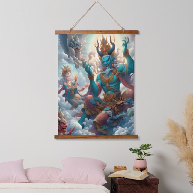 Tapiz Con Marco De Madera Oni Iluminado  (Dormitorio)