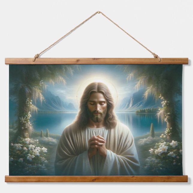 Tapiz Con Marco De Madera Oración de Jesús (Anverso )