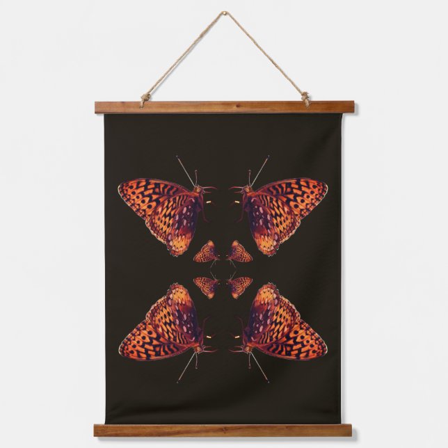 Tapiz Con Marco De Madera Orange Butterfly Nature Abstract (Anverso)
