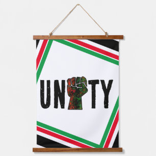 Tapiz Con Marco De Madera orgullo negro bandera panafricana roja verde puño 