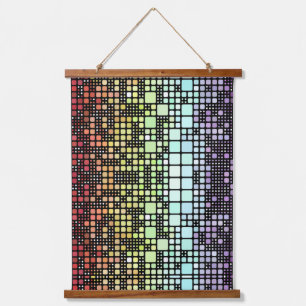 Tapiz Con Marco De Madera Orgullo Neurogénero Geométrico Groovy Funky Retro