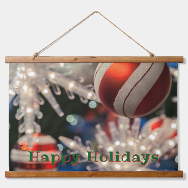 Tapiz Con Marco De Madera Ornamento y luz navideños (Anverso )