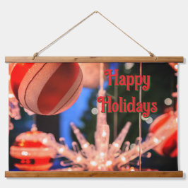 Tapiz Con Marco De Madera Ornamentos navideños y fiestas felices