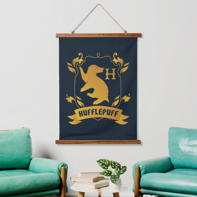 Tapiz Con Marco De Madera Ornate HUFFLEPUFF™ House Escudo (Sala de estar)