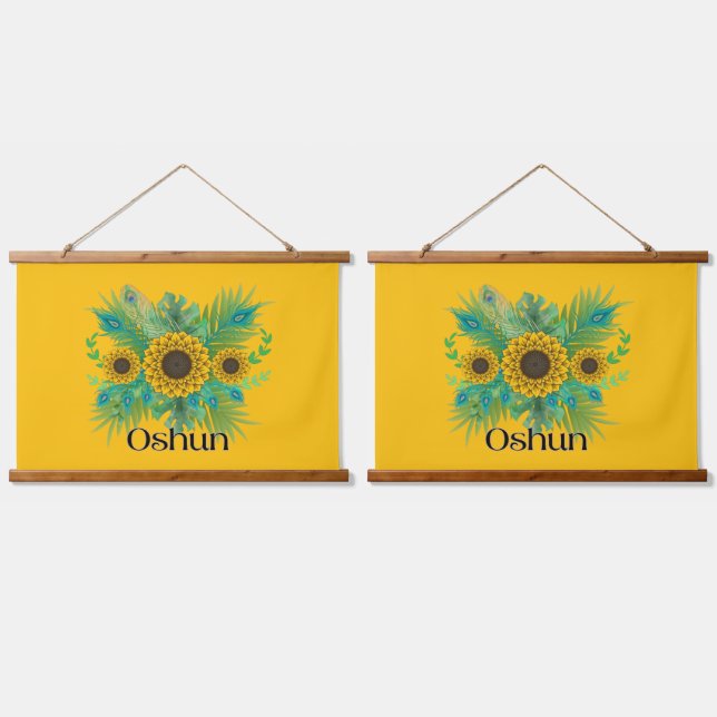 Tapiz Con Marco De Madera Oshun Goddess Sunflowers (Doble)